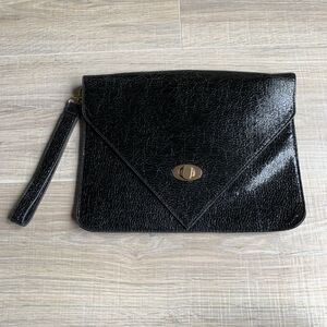 Beya Envelope Clutch Black Vegan Manmade Bag Purse